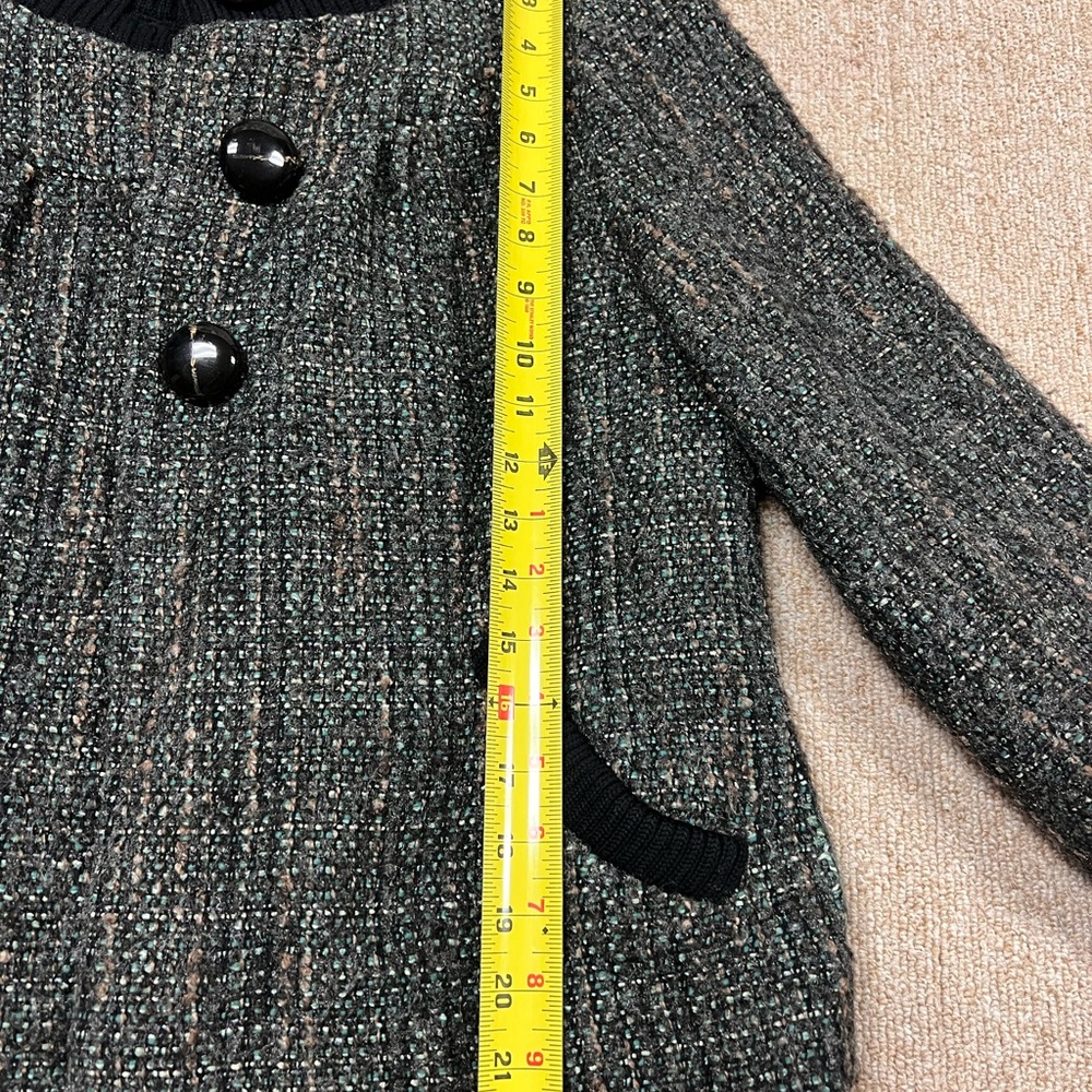 Classiques Entier Women Green Black tweed jacket Size M 3/4 length sleeves Lined - Picture 6 of 13
